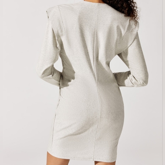 IRO Paris Emylie Gray Mini Dress Size Small Long Sleeve V Neck Cotton Blend - Picture 6 of 7